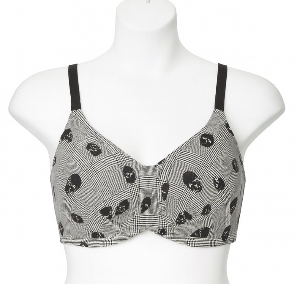 Torrid Dream Wireless Bra in Black & White Plaid Skull print